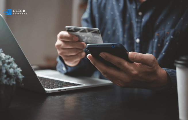 Man using Bank Cards Online